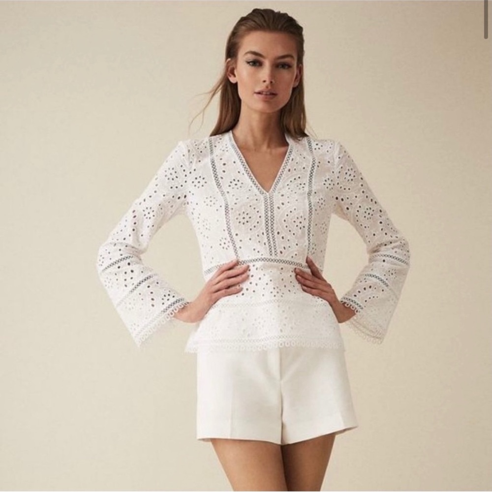 Reiss Eyelet Acelina Broder Blouse Size 0